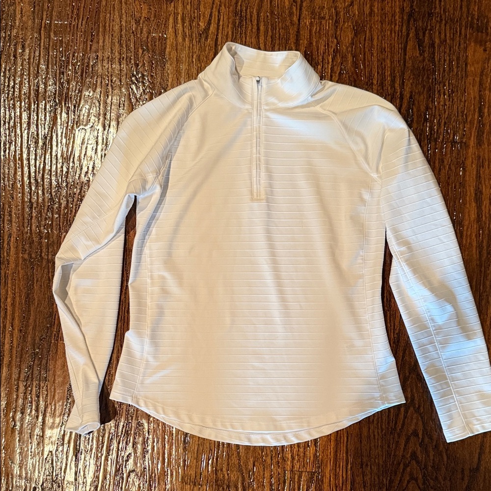 Walter Hagen White Striped Quarter-Zip Top